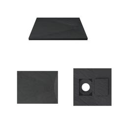 Receveur à poser en matériaux composite SMC - Finition ardoise noire - 70x90cm - ROCK 2 BLACK 70 2