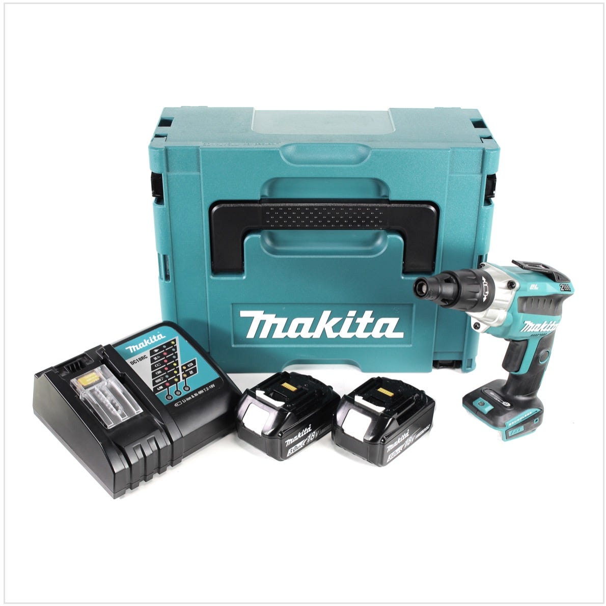Makita DFS 251 RFJ 18 V Li-Ion Visseuses bardage Brushless + Coffret Makpac + 2x Batteries BL1830 3,0 Ah + Chargeur DC18RC 0