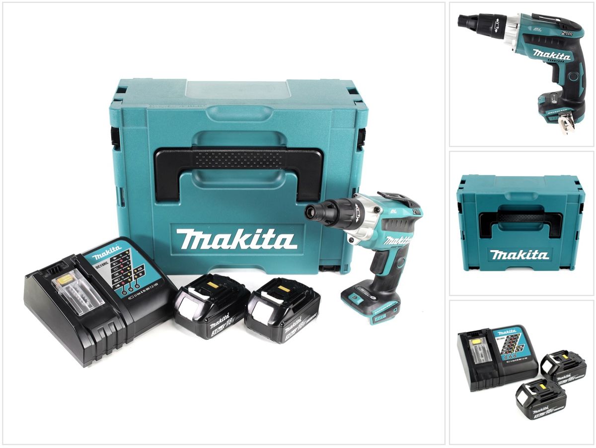 Makita DFS 251 RFJ 18 V Li-Ion Visseuses bardage Brushless + Coffret Makpac + 2x Batteries BL1830 3,0 Ah + Chargeur DC18RC