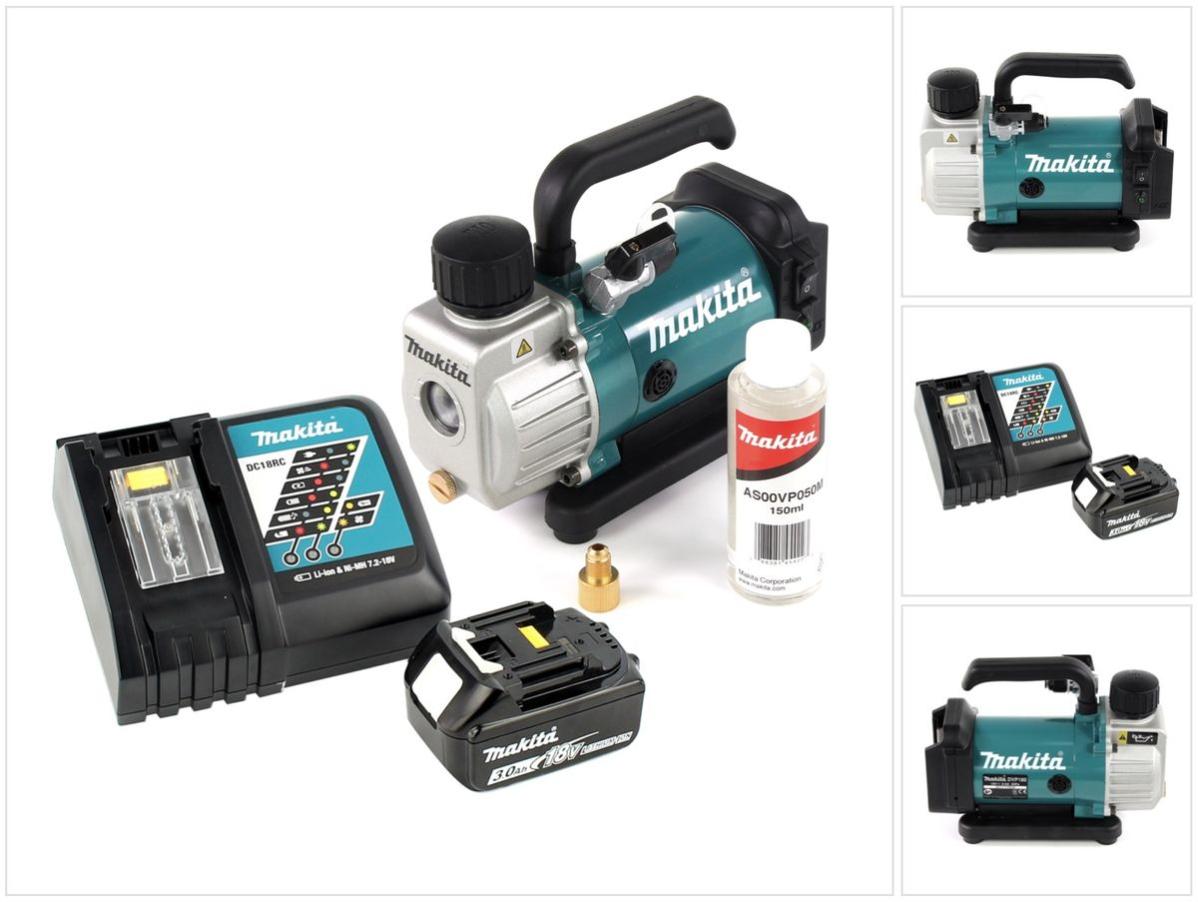 Makita DVP 180 RF1 Pompe à vide sans fil 18 V + 1x Batterie BL 1830 3,0 Ah + Chargeur DC 18 RC