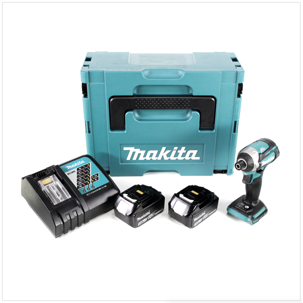 Makita DTD 154 RFJ 18 V Li-Ion Visseuse à chocs sans fil avec boîtier MakPac + 2x Batteries BL1830 3,0 Ah + Chargeur rapide DC18RC 0