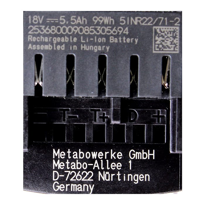 Metabo Set 18V - 2x Batteries LiHD 5,5Ah ( 625368000 ) 2