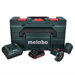 Metabo Meuleuse d'angle sans fil CC 18 LTX Brushless + 1x Batterie 4,0Ah + Chargeur + Coffret de transport MetaLoc 0