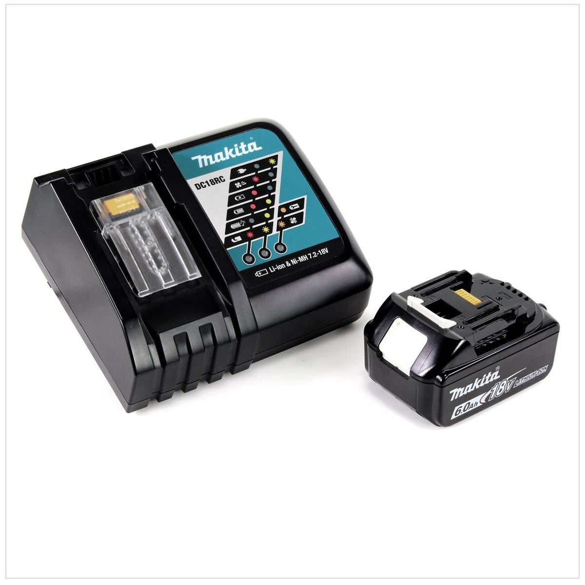 Makita Kit Power Set avec 1x Batteries BL 1860 B 6,0 Ah 18 V + Chargeur rapide DC 18 RC 0