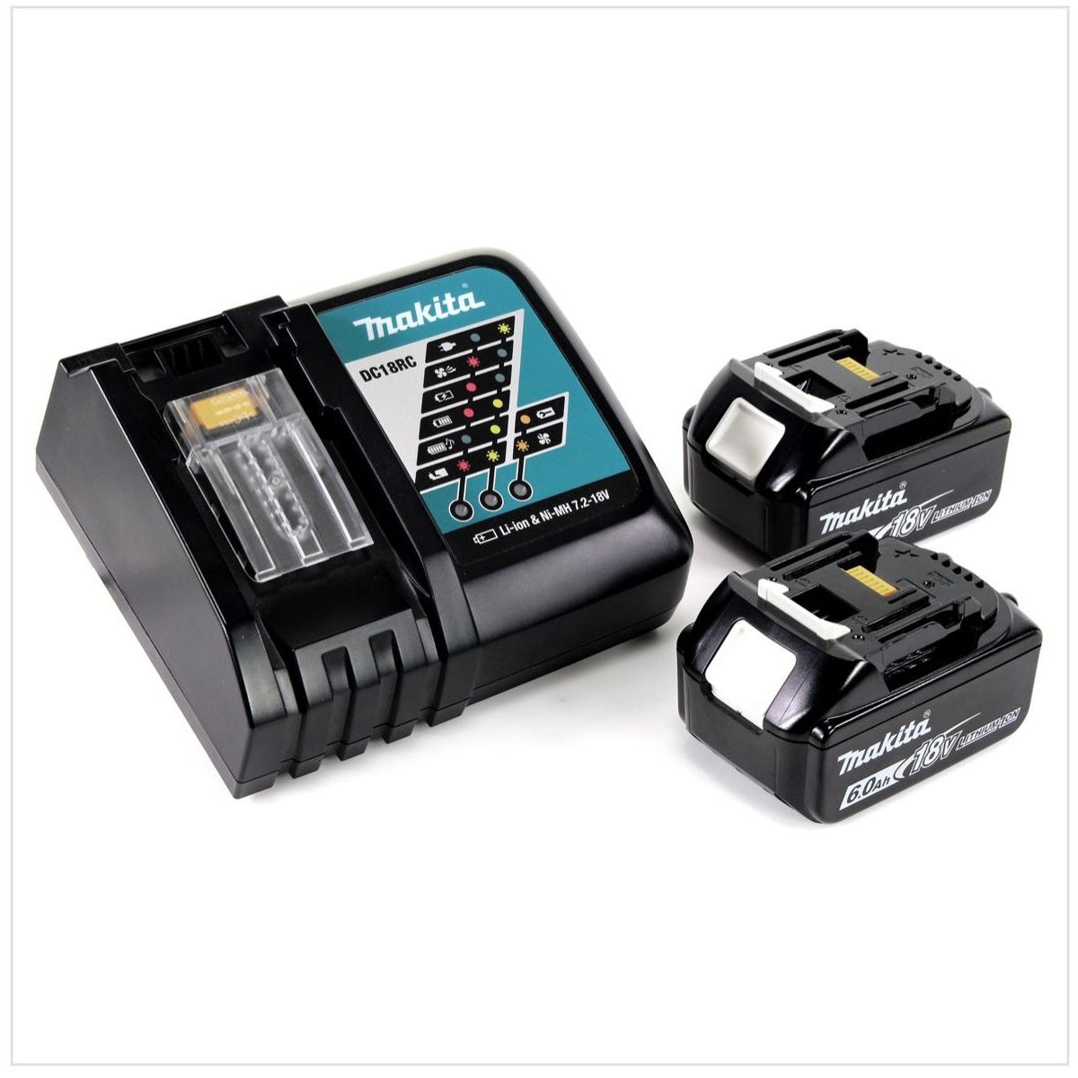 Makita Kit Power Set avec 2x Batteries BL 1860 B 6,0 Ah 18 V + Chargeur rapide DC 18 RC 0