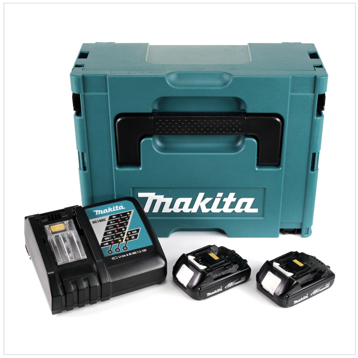 Makita 18 V Power Source Pack Énergie avec 2x Batteries 1,5 Ah + Chargeur DC 18 RC + Boîtier de transport Makpac 0