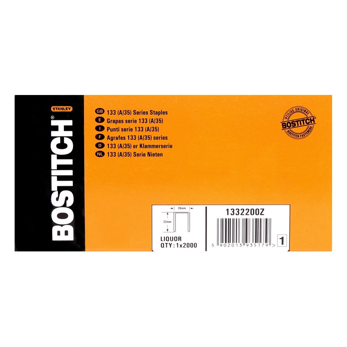 Bostitch Lot de 2000 Agrafes Carton 22 mm pour agrafeuses DSA-3522-E / DS-3522-E / MS-3522-E / T541402 ( 1332200Z ) 1