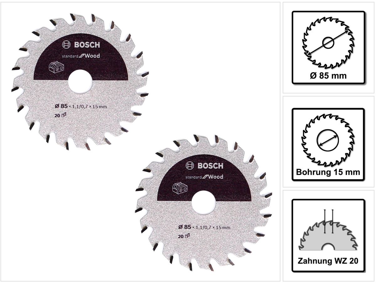 Bosch Lame de scie circulaire Standard for Wood 85 x 15 mm 2608837666 pour akkusägen 
