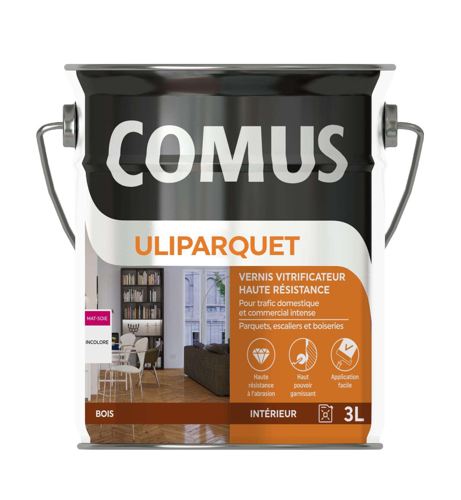Uliparquet Mat/soie Incolore 3l - Vernis Vitrificateur Haute Résistance Pour Trafic Domestique - Comus