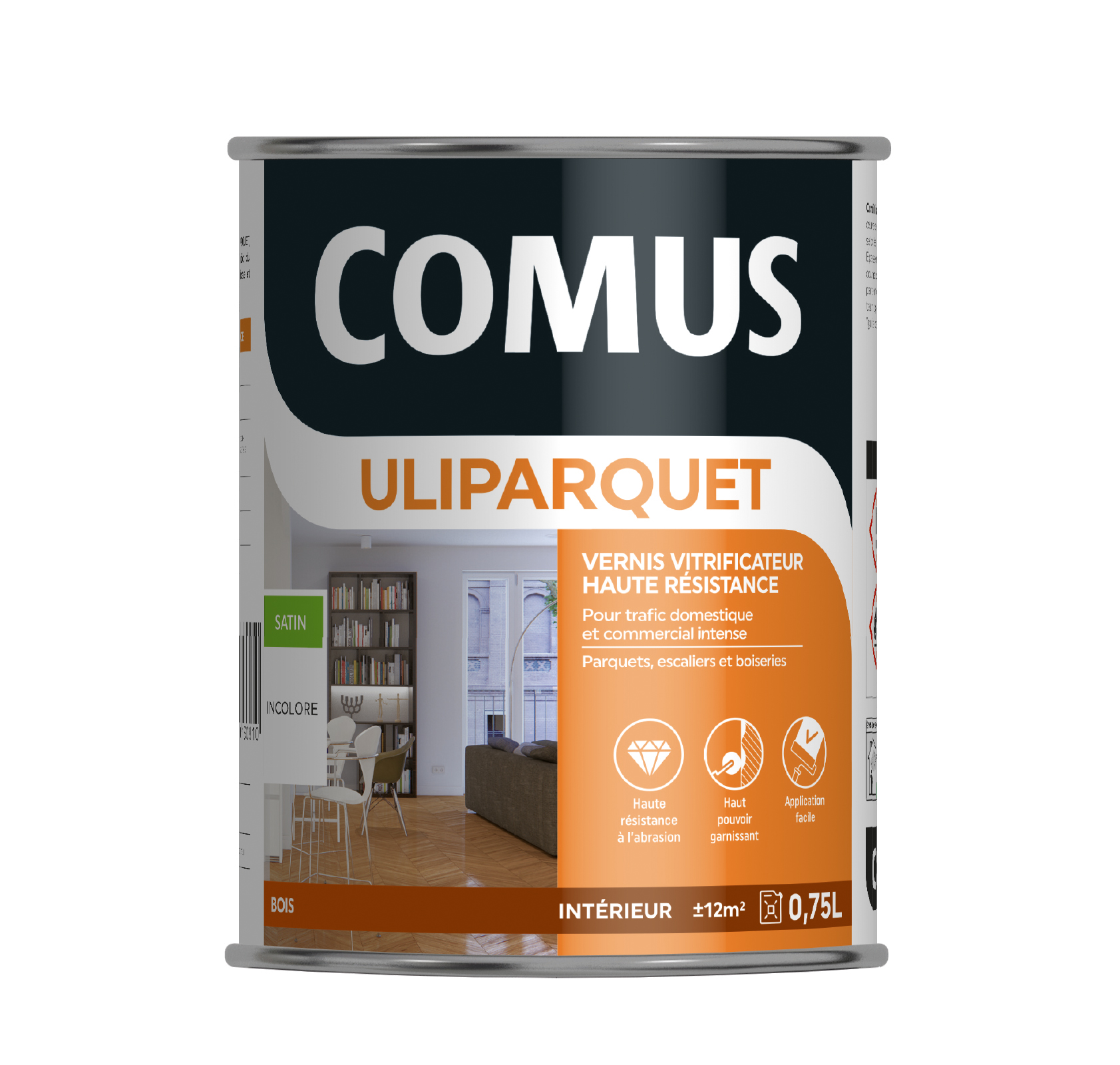 ULIPARQUET SATIN incolore 0.75L - Vernis vitrificateur haute résistance pour trafic domestique - COMUS