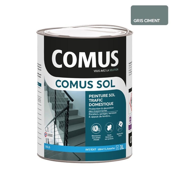 COMUS SOL GRIS CIMENT 3L Peinture pour sols intérieurs et extérieurs. trafic domestique 0