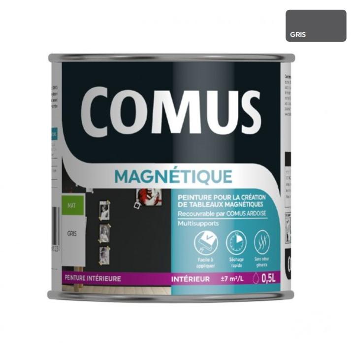 PEINTURE MAGNÉTIQUE Gris 0.5L - Peinture pour la création de tableaux magnétiques - COMUS