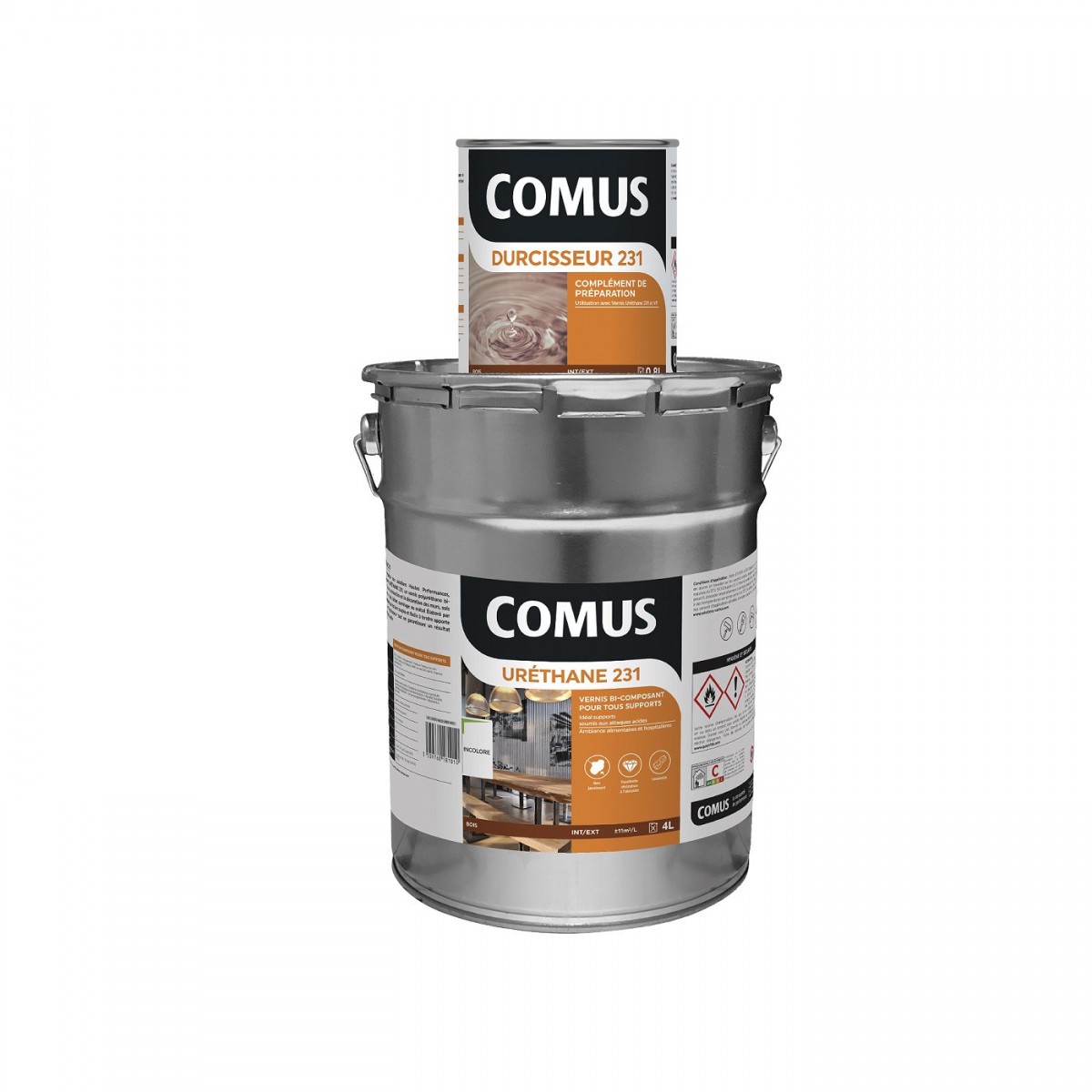 URETHANE 231 incolore (B+D) - BRILLANT 4.8L - Vernis polyuréthane bi-composant tous supports - COMUS