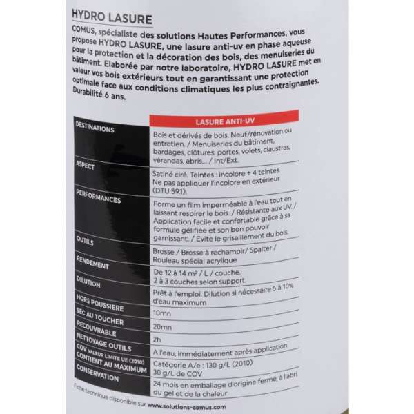 Hydro Lasure - hydro lasure incolore 3l - Comus 1