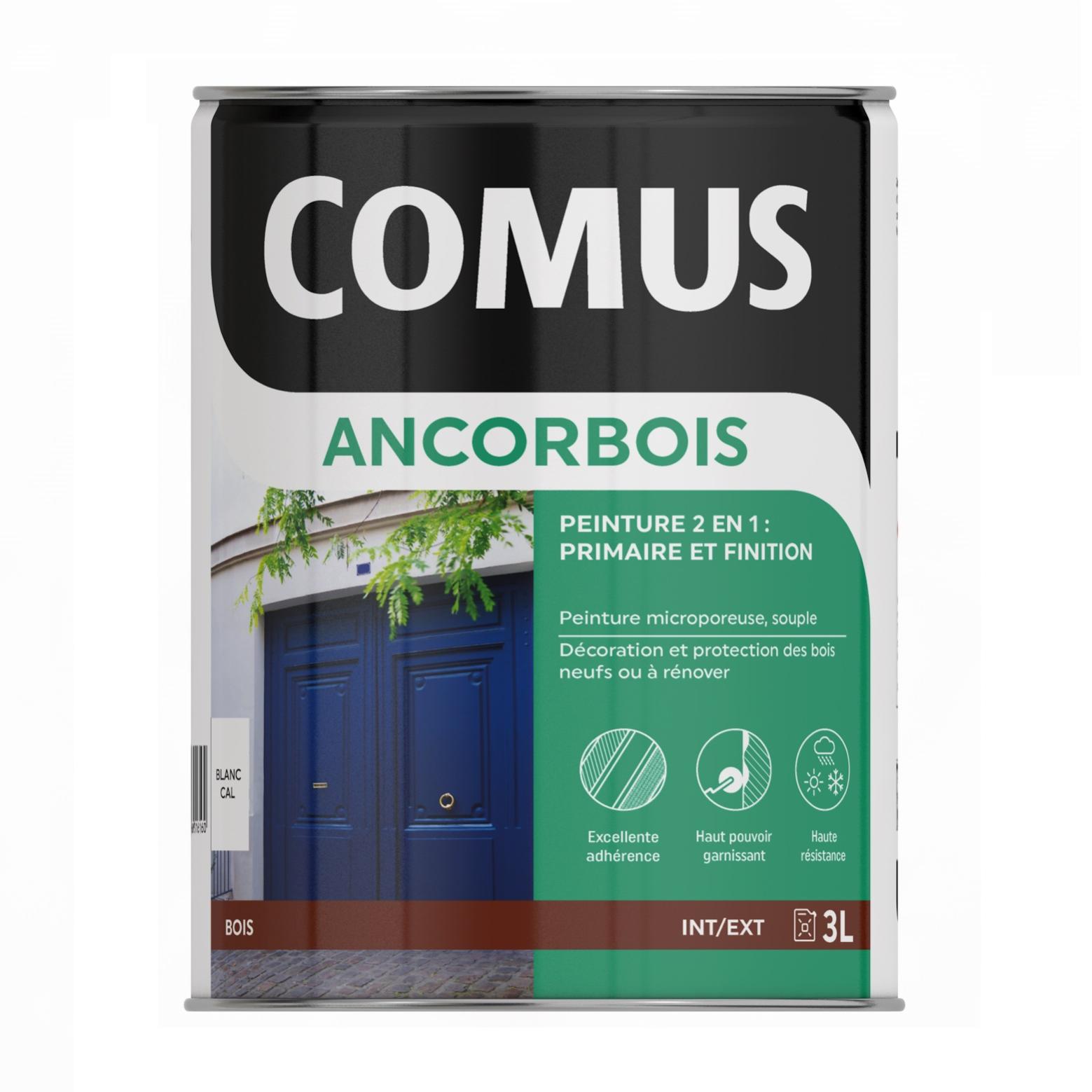 ANCORBOIS blanc 3L - Peinture de protection et de décoration microporeuse 2 en 1 (primaire et finition) bois
