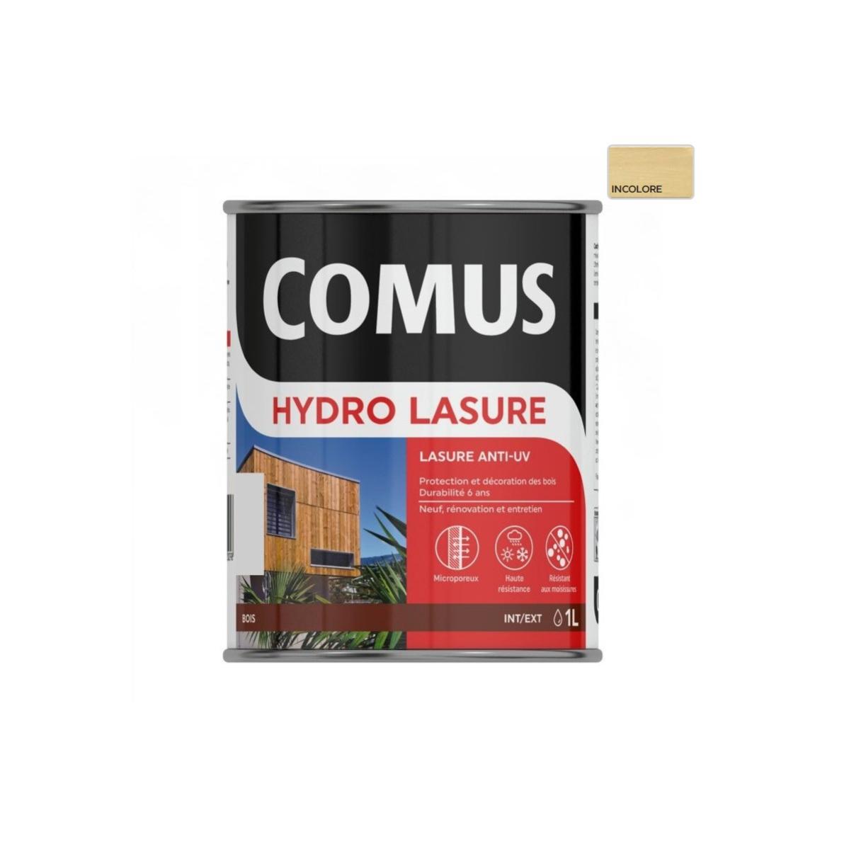 HYDRO LASURE incolore 1L - Lasure anti-UV pour la protection et la mise en valeur du veinage des bois verticaux - COMUS