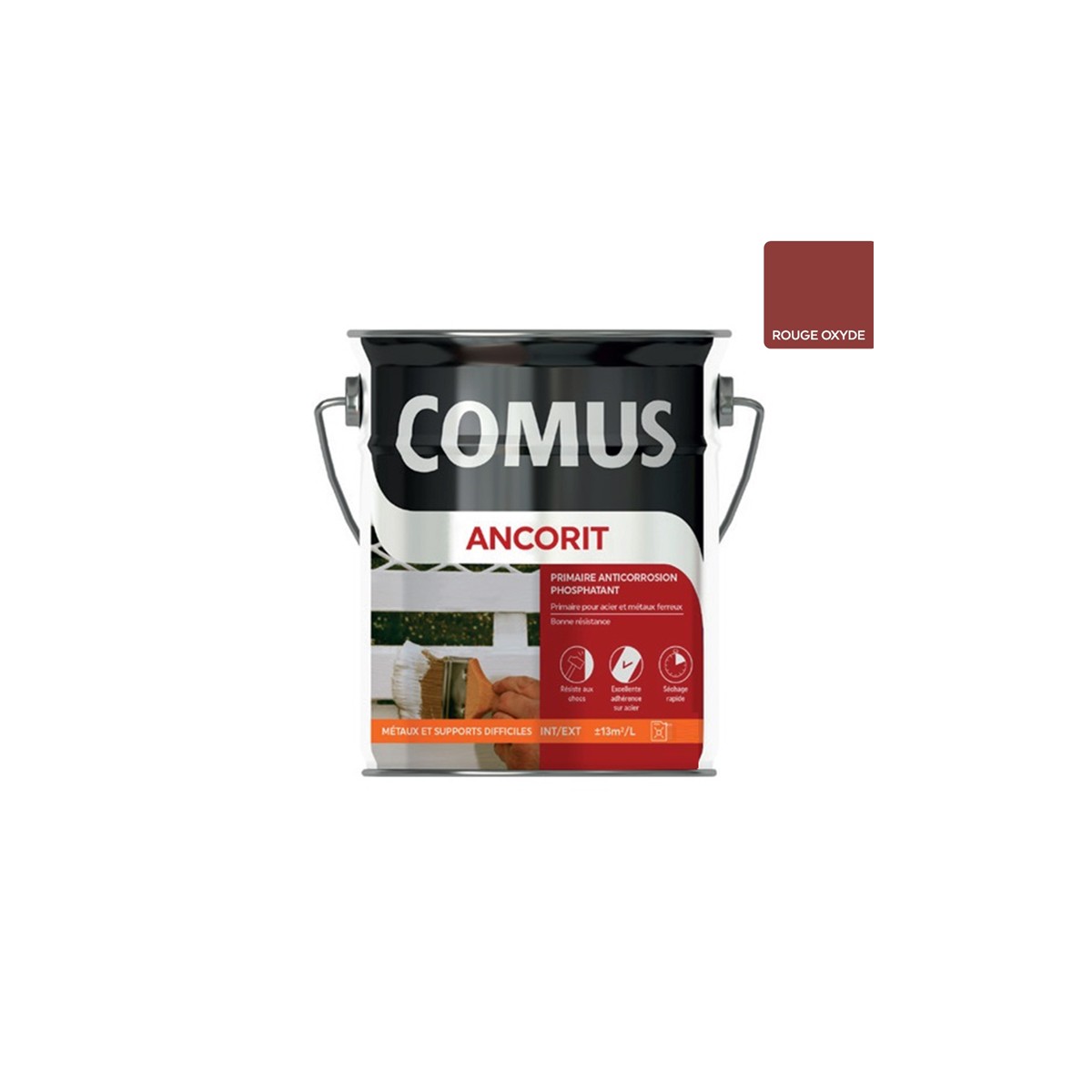 ANCORIT ROUGE OXYDE 0.75L - Primaire antirouille phosphatant pour supports ferreux - COMUS