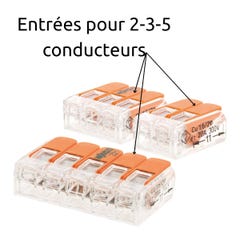 Panachage de 60 bornes de raccordement S221 COMPACT - 2/3/5 conducteurs avec leviers 4mm² - Orange - Wago 2
