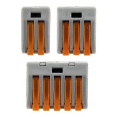 Panachage de 50 bornes automatiques à cliquet S222 - 2/3/5 entrées - fils rigides et souples 4mm² max - Orange - Wago 2
