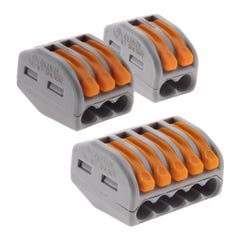 Panachage de 50 bornes automatiques à cliquet S222 - 2/3/5 entrées - fils rigides et souples 4mm² max - Orange - Wago