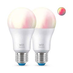 Pack 2 Ampoules LED Intelligentes WiFi + Bluetooth E27 806 lm A60 RGB+CCT Dimmable WIZ 4.9W RGBCCT 5