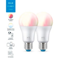 Pack 2 Ampoules LED Intelligentes WiFi + Bluetooth E27 806 lm A60 RGB+CCT Dimmable WIZ 4.9W RGBCCT 4