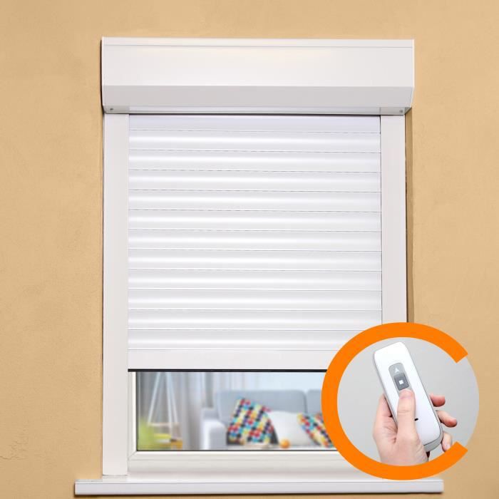 France Combi Volet Roulant Aluminium - H 1,4 X L 1 M - Manoeuvre Électrique Radio - Blanc