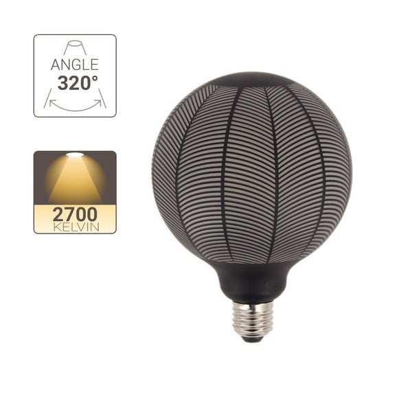 Ampoule Déco LED Filament, Aspect Aiguilles de pin Noir, G125, culot E27, 4W cons. 1800K Blanc Chaud 3