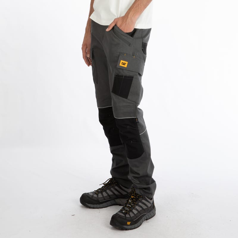 Pantalon de travail stretch imperméable avec poches genouillères Caterpillar TRADES WR Gris / Noir 48 2
