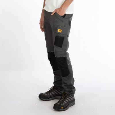Pantalon de travail stretch imperméable avec poches genouillères Caterpillar TRADES WR Gris / Noir 40 2