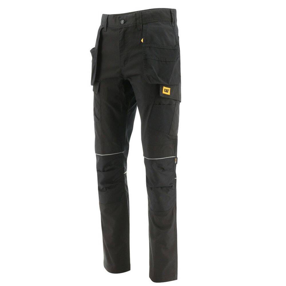 Pantalon de travail avec poches genouillères stretch imperméable Caterpillar TRADE HOLISTER Noir 48 0