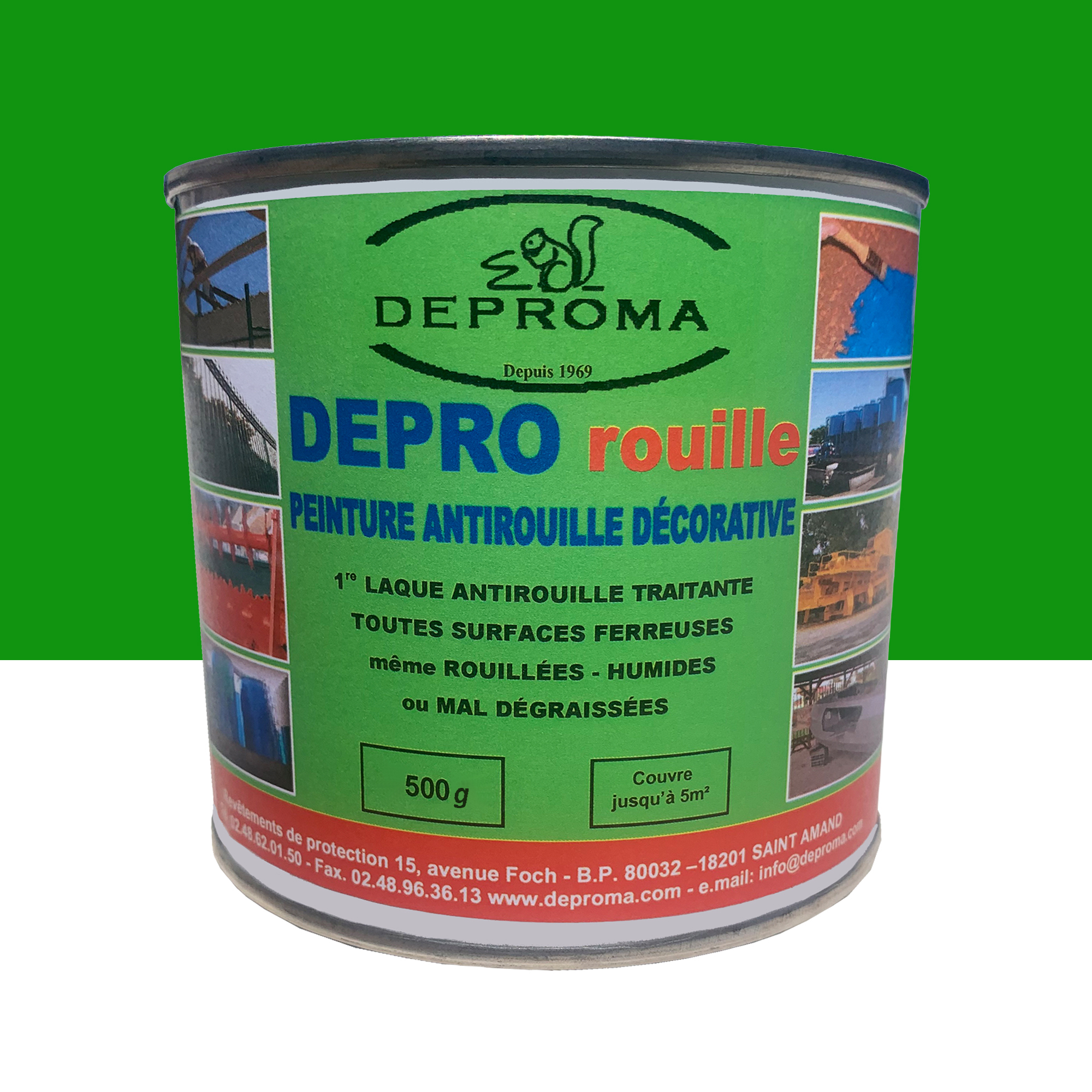 Peinture antirouille vert - deproma - Depro Rouille Vert Jardin 500gr