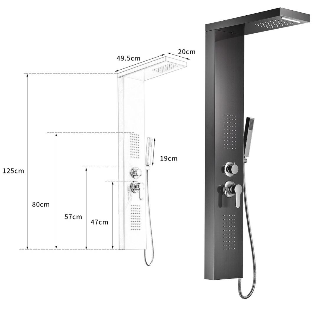 KALY Colonne de douche hydromassante 4 jets Noir