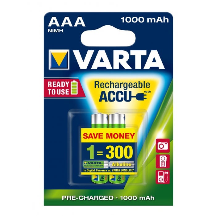 Pack 2 accus AAA 1000mAh Varta Professional Ready to use 0