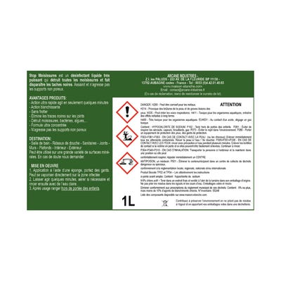 Anti moisissure mur salle de bain produit nettoyant - 1 L - - ARCANE  INDUSTRIES ❘ Bricoman
