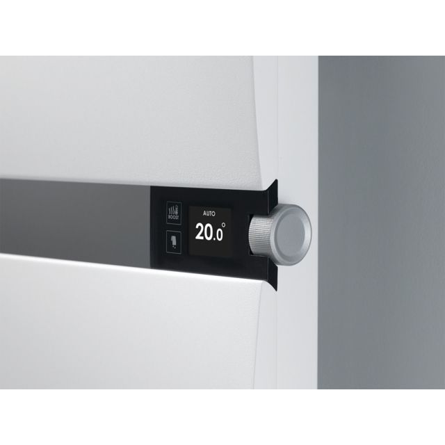 Radiateur sèche-serviettes électrique SYMPHONIK Mât à droite blanc granit/Chêne – THERMOR - 490601 1