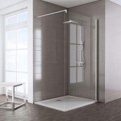 Schulte paroi de douche à l'italienne, 140 x 200 cm, verre 8 mm, Walk In, profilé aspect chromé, Espace 8 T 0