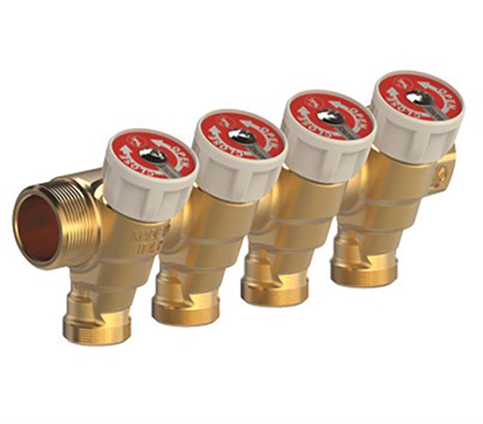 R585C - Collecteur avec robinet d'arrêt pour eau sanitaire - 4S 3/4 MF 1/2