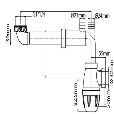 NICOLL Siphon de lavabo à culot déporté - 1 1/4 - Ø 32 mm - Easyphon