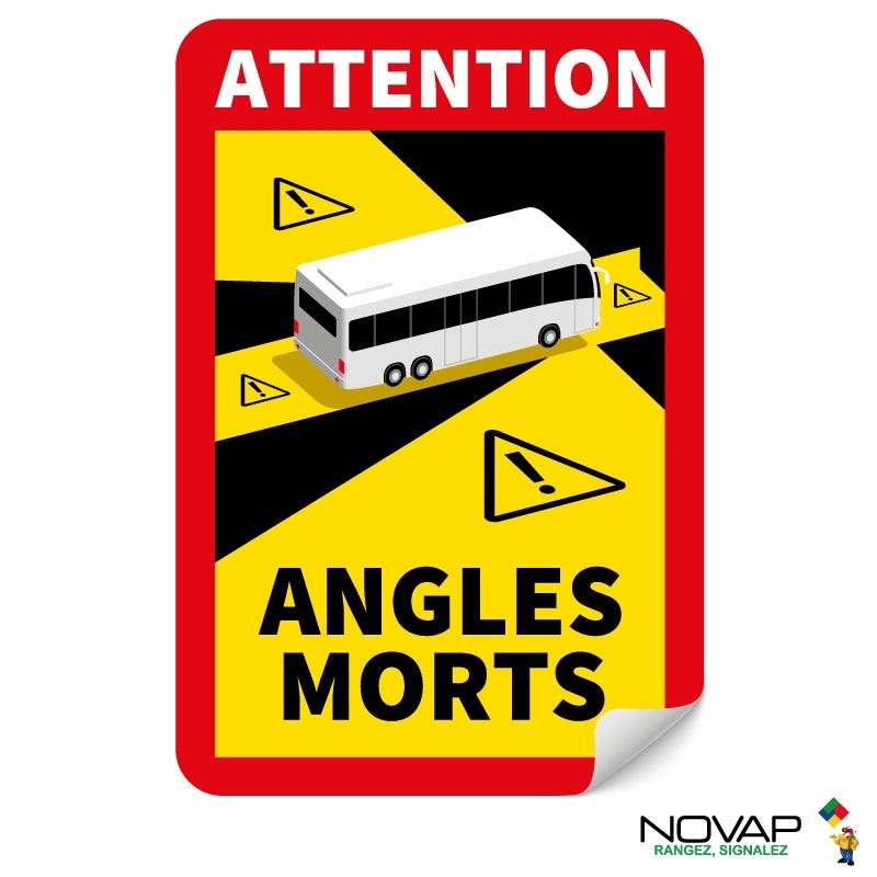 Panneau Angles morts pour bus - Adhésif 250 x 170 mm - 4631004 0