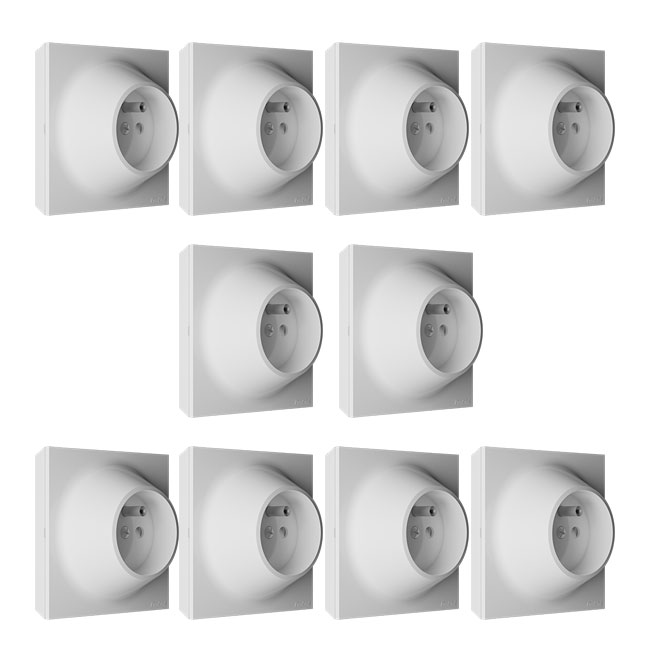 Lot de 10 prises 2 P+T blanche Neo Evo-FONTINI
