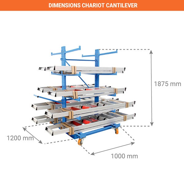 Chariot cantilever double face - Charge max 250kg - 3 niveaux - AFZ1710603NCDF002 2
