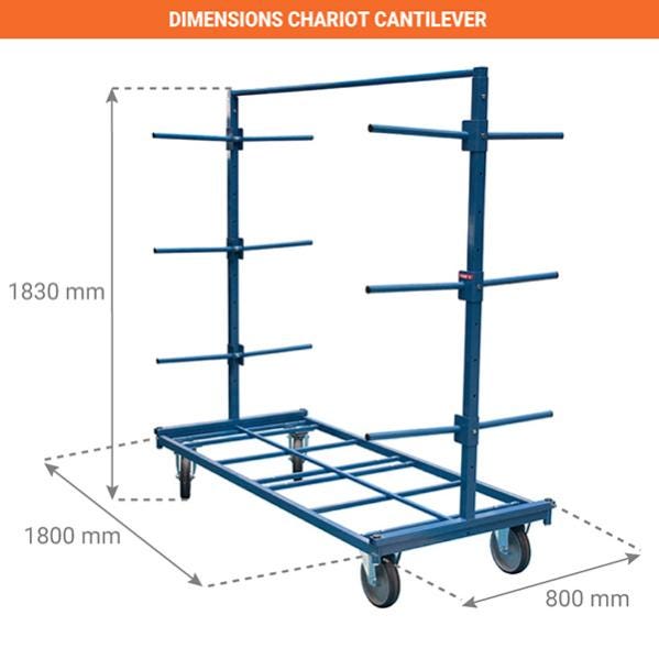 Chariot de stockage - Rack cantilever mobile - 800007934 0