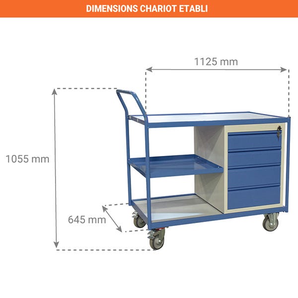 Chariot établi à tiroirs - charge max 250 kg - 880006045 1