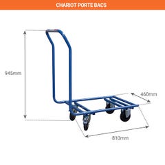 Chariot pour bacs plastiques 600x400mm - Capacité 200kg - 800006449 1