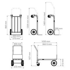 Diable chariot roues pneumatiques - Charge max 300kg - 219468 2