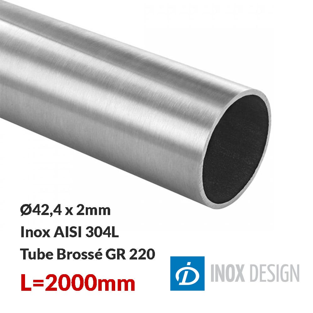 Tube 42,4x2mm, inox 304, Longueur 2000mm 0