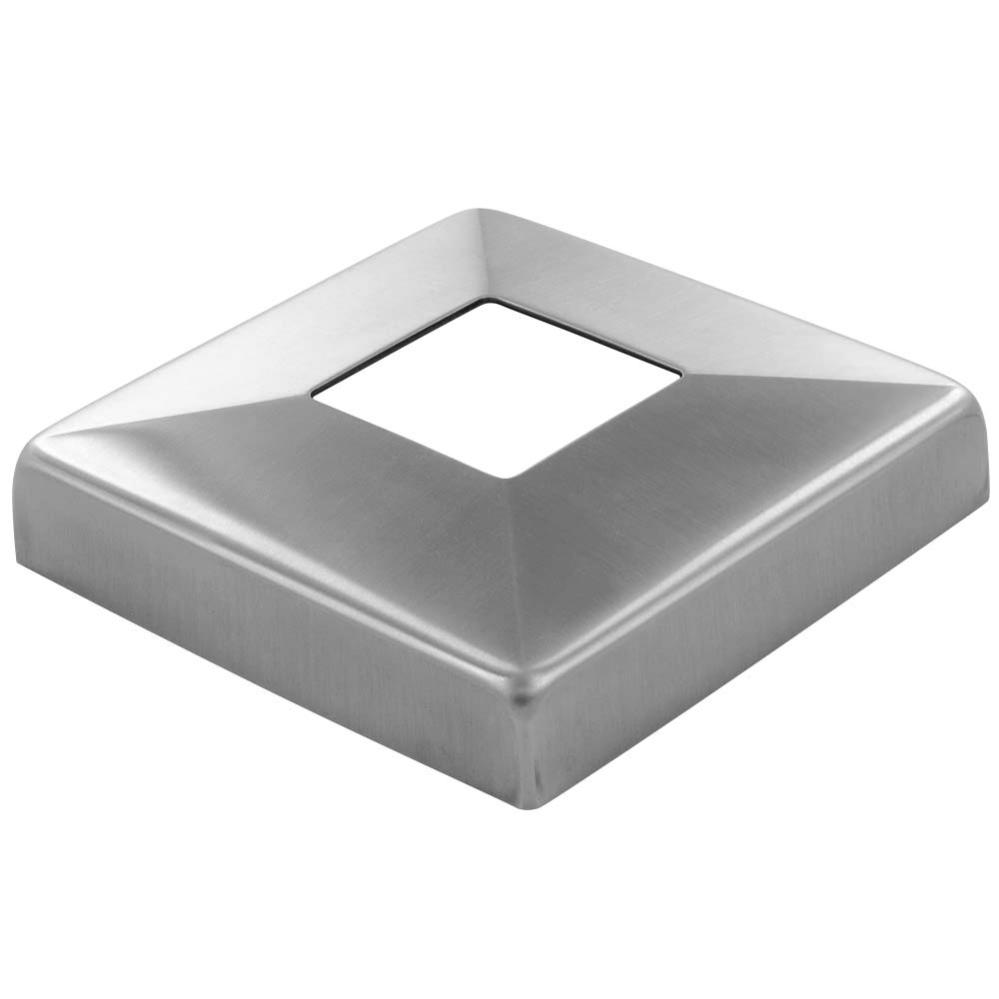 Cache platine carré 108 x 108 x 25mm, inox brossé 2,5