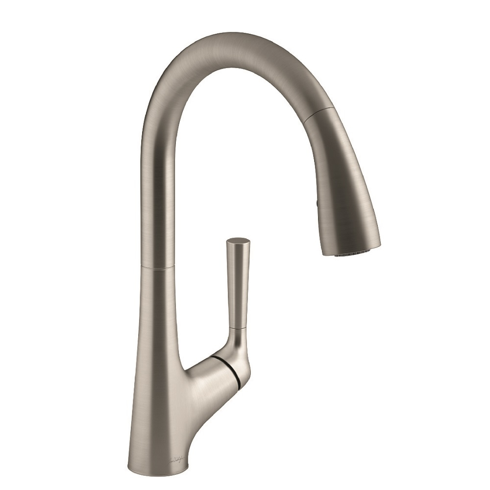 Robinet de cuisine Forte avec douchette extractible, 2 jets, inox brossé