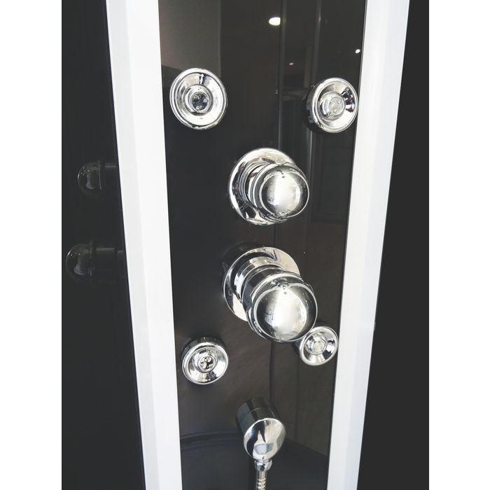 Ondée - Cabine de douche 1/4 de cercle accès d'angle transparent portes coulissantes 90x90cm non-hydro sans silicone - GENA Ayor 4